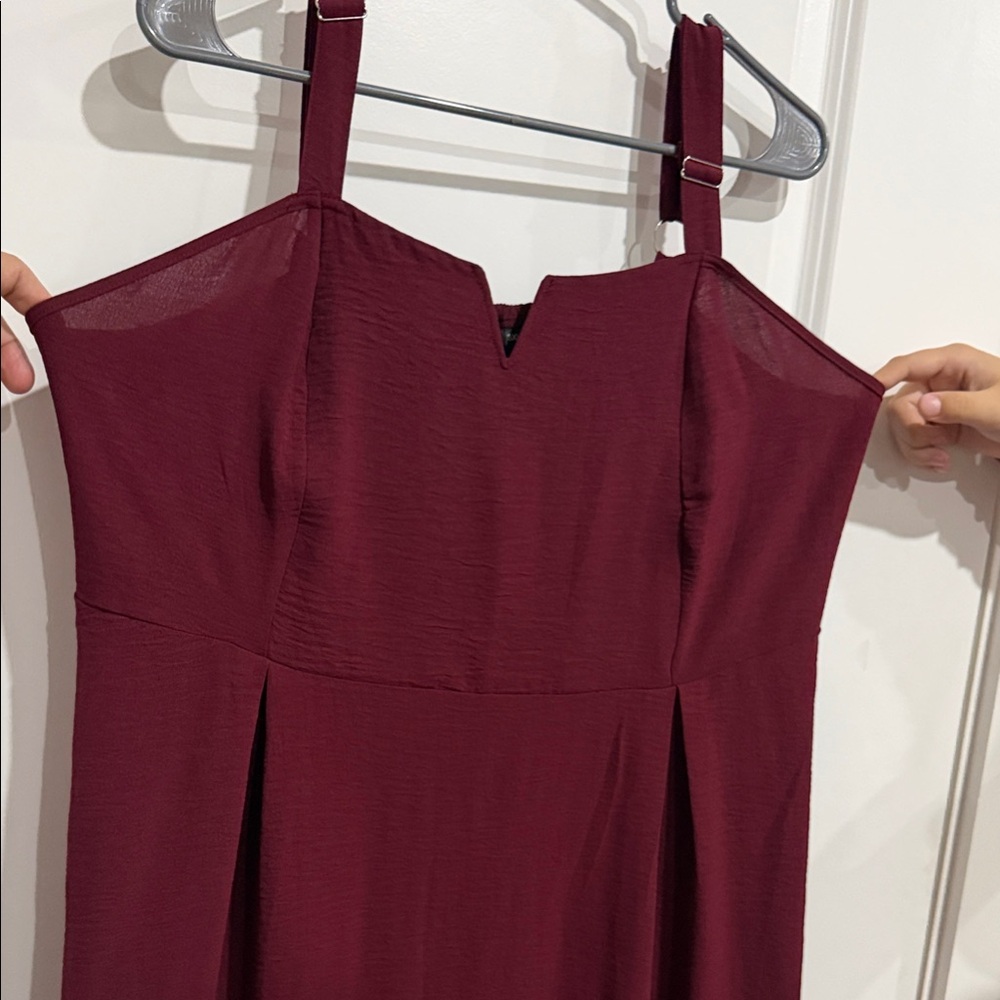 Sleeveless Midi Dress in Deep Wine with Adjustable Straps